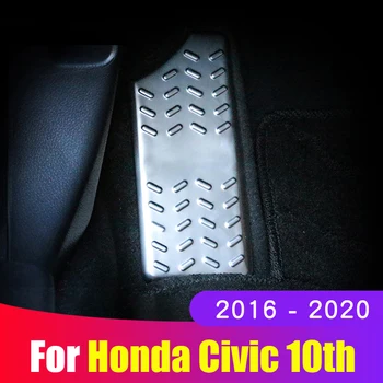 Auto z Nehrdzavejúcej Ocele Nohy Zvyšok Pedál Pad Kryt Žiadne Vŕtanie Ochrana Interiéru Pre Honda Civic 10. 2016 2017 2018 2019 2020