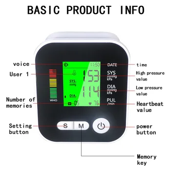 Automatické Digitálne Hornej končatiny Krvný Tlak Monitor LCD Domov Healtcare Srdce Biť Meter Stroj Tonometer s/bez Hlasu Domov