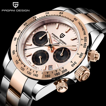 Automatické hodinky mužov PAGANI DIZAJN z Nehrdzavejúcej ocele mužov chronograf nepremokavé Športové hodiny luxusné módne náramkové hodinky Japonsko VK63