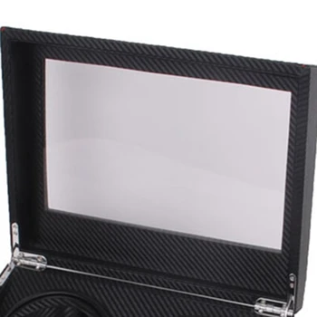 Automatické Hodinky Ventilátor, 6 + 4 Automatické Otáčanie Kožené Drevené Watch Winder Skladovanie Display Box Sledovať Prípade Čierna