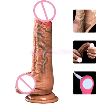Automatické Vykurovanie Dildo Silikónový Vibrátor Dong Realistické Dildo Tlačením G-Spot Vibrátor Falošné Penis Sexuálne Hračky pre Ženy Orgazmus