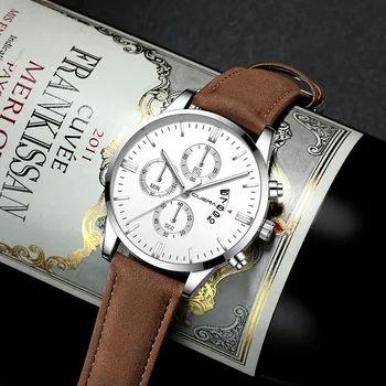 Automatický dátum relogio masculino hodinky, pánske módne športové box z nehrdzavejúcej ocele a kožené hodinky quartz business sledovať reloj hombre