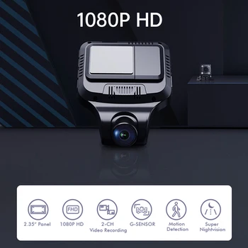 Automobilové DVR Kamera, videorekordér Duálny Objektív Full HD 1080P 170 Stupeň Dash Cam 2.35 Palcový IPS Displej Panel s rozlíšením 720P Zadné Dashcam