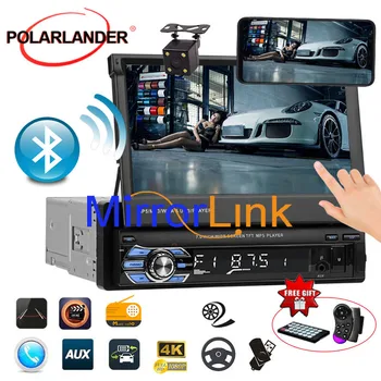 Autoradio 1 DIN 7 palcový Auto Zrkadlo Odkaz Rádio Audio MP5 Prehrávač Bluetooth/USB/TF/Aux/dotykový displej rádio kazetový prehrávač, autorádio