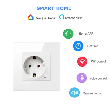 AVATTO Wifi Sieťovej Zásuvky,Normy EÚ Hlas, Diaľkové Ovládanie, Napájací kábel zásuvka Funguje S Domovská stránka Google Alexa IFTTT Tuya Smart home