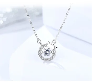 AZIZ BEKKAOUI Nové 925 Reálne Mincový Striebro Pravý Kruh Koruny Crystal Prívesok Strieborný Náhrdelník Farebný Náhrdelník Pre Ženy Šperky