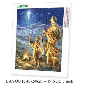 AZQSD 5d Diy Diamond Maľovanie Ježiš Náboženské Mozaiky Zimné Diamond Výšivky Ikonu Plné Námestie/Kolo Vŕtať Domova