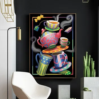 AZQSD 5D Plné Námestie Diamond Maľovanie na Kávu, Poháre Cartoon Čaj Diamond Výšivky Obraz Kamienkami Domova Vyšívanie