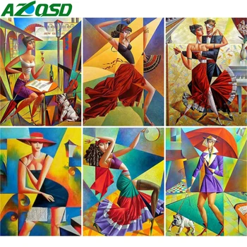 AZQSD Diamond Výšivky Tanec Diamond Maľba Portrét Plné Námestie Mosia 5d Diy Obraz Kamienkami Domova Cross Stitch