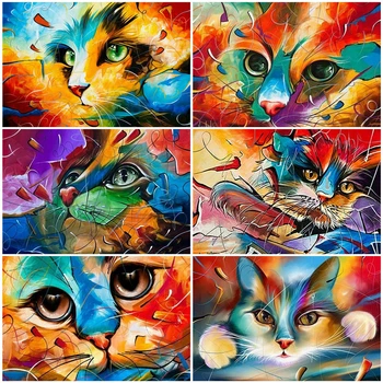 AZQSD Unframe DIY Živočíšneho Oleja Maľovanie Podľa Čísel Na Plátne Mačka Akrylová Farba Farebnosť Podľa Čísel Domov Wall Art 50x40cm