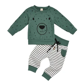 Baby Boy Šaty Cartoon Medveď Mikina s Dlhým Rukávom Topy+ Nohavice Oblečenie dve picese nastaviť Batoľa Detský Oblečenie