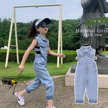 Baby dievčatá džínsové nohavice 2020 lete nové módne kórejský štýl kombinézach deti džínsové nohavice teenage oblečenie 4-14Y ws1682