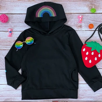 Babyinstar Cartoon Jednorožec Sequin s Kapucňou Sveter s Rainbow Sequin Dlhý Rukáv Fashion Style Deti Hoodies & Mikiny