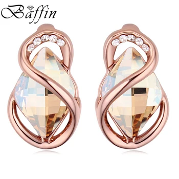 BAFFIN Geometrické Stud Náušnice S Kryštálmi Od Swarovski Rose Gold Color Šperky, Módne Piercing, Náušnice Pre Ženy 2018