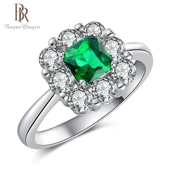 Bague Ringen Vintage Ženy Striebro 925 Šperky Emerald Krúžky Zelený Drahokam Výročie Svadby Jemné Šperky Krúžok Veľkoobchod Darčeky