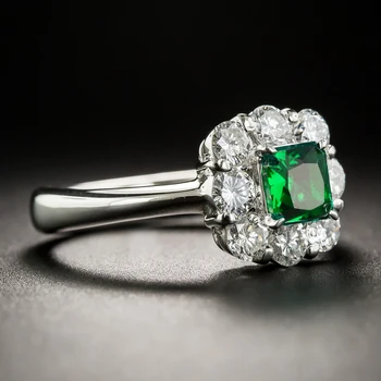 Bague Ringen Vintage Ženy Striebro 925 Šperky Emerald Krúžky Zelený Drahokam Výročie Svadby Jemné Šperky Krúžok Veľkoobchod Darčeky