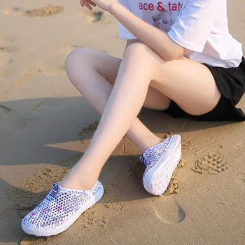 BAIDLY Letnej Pohode Duté Sa Papuče Ženy Priedušná Anti-slip Tkaných Ploché Papuče Dámy Bežné Pláži Listov Zapatos Mujer