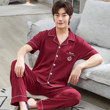 Baidu letné pánske krátke rukáv bavlna, pyžamá, pyžamá, pyžamá, rodina, oblečenie, 2020