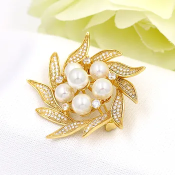 Baiduqiandu Žiarivými Zirkónmi Crystal Simulované Pearl Flower Brošňa Kolíky pre Lady