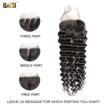 BAISI Vlasy Brazílsky Hlboké Vlny Nespracovaných Panenské Vlasy, Telo Wave 3 Zväzky s Uzáverom Ľudské Vlasy