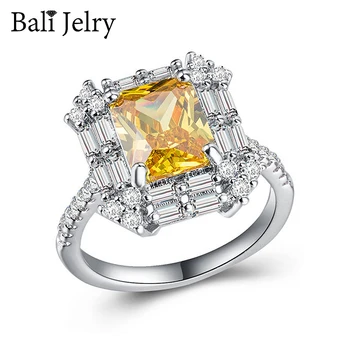 Bali Jelry Kúzlo Krúžky 925 Silver Šperky Citrine Zirkón Kamene, Doplnky pre Ženy, Svadobné Zásnubný Prsteň Drop shipping