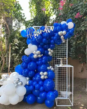 Balón Garland Arch Kit-115 Ks Biele a Modré Balóny-Svadby, Narodeniny Bachelorette Angažovanosti Výročie Strany Pozadie