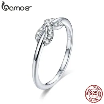 BAMOER Hot predaj 925 Sterling Silver Nekonečno Lásky Nekonečnej Jasné, CZ Prstene pre Ženy Zapojenie Svadobné Šperky SCR494