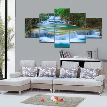 BANMU Veľké Mierové Vodopád 5 Panelov Moderné Plátno Tlačiť Umelecké Fotografie Krajiny Foto Obrazy na Plátne Wall Art