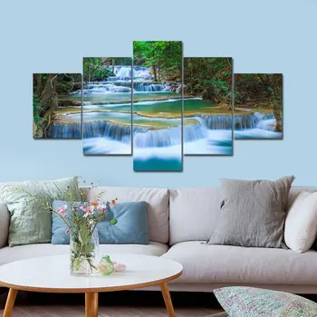 BANMU Veľké Mierové Vodopád 5 Panelov Moderné Plátno Tlačiť Umelecké Fotografie Krajiny Foto Obrazy na Plátne Wall Art