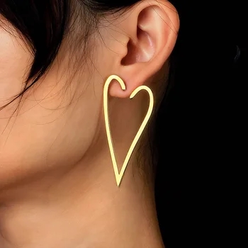 Baoyan Klasické Duté Srdce Earrrings Módne Geometrie Vyhlásenie Náušnice Z Nehrdzavejúcej Ocele Gold Star Oceľové Náušnice Pre Ženy