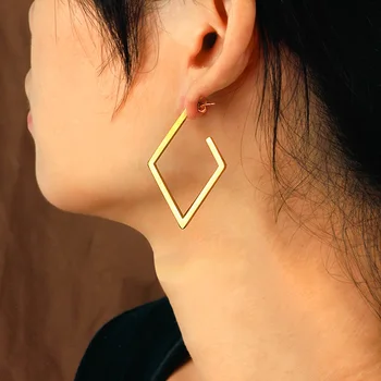 Baoyan Klasické Duté Srdce Earrrings Módne Geometrie Vyhlásenie Náušnice Z Nehrdzavejúcej Ocele Gold Star Oceľové Náušnice Pre Ženy