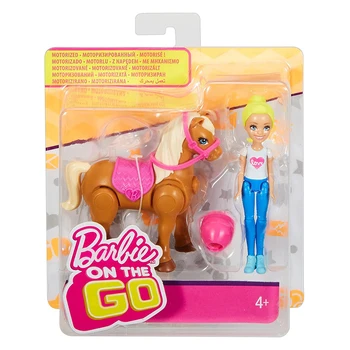 Barbie on-the-Go Pony Hnedej a Bábiku a Mini Vozidla 1 Bábika Môže Jazdiť Všetko na Vlastné Bábiky Hračky pre Dievča, Darček k Narodeninám