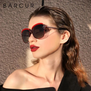 BARCUR Luxusné Polarizované Dámske slnečné Okuliare Ženy Gradient Objektív Okrúhle Slnečné Okuliare Námestie Značky Oculos Lunette De Soleil Femme