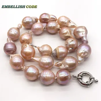 Baroková perla Nepravidelného vyhlásenie náhrdelník tkaniva nucleated Mellow flameball broskyňa fialová zmiešané prírodné perly obľúbené šperky