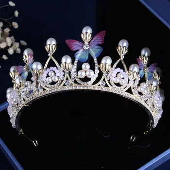 Barokový Roztomilá Romantická Ružová, Modrý Motýľ Crystal Svadobné Šperky Sady Náhrdelníky Náušnice Drahokamu Tiaras Koruny Dubaj Šperky Set