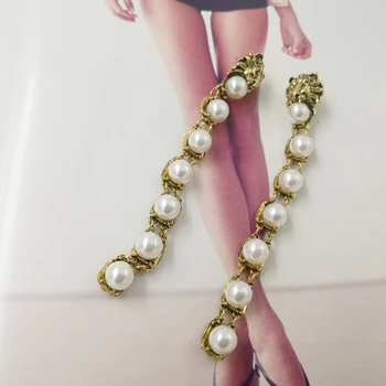 Barokový Vintage Kovové Lev hlavu náušnice pre ženy Značky svadobné jewerly Módne Pearl Vyhlásenie náušnice prívesok Svadobné Brincos