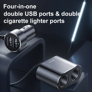 Baseus Cigaretový Zapaľovač Splitter 12V Auto Nabíjačku Dual USB 100W Napájací Adaptér Pätice pre Auto Vozidla Cigaru Jack Splitter v Aute
