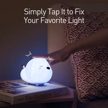 Baseus LED Nočné Osvetlenie Roztomilý Zvierat Silikónové Noc Čítanie pre Deti Deti Nabíjateľná Dotykový Snímač Svetla pre Dieťa Spálňa Decor
