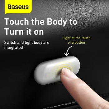 Baseus Mini LED Svetlom Baterky Dotykový Spínač Kontroly Lampa Na Auto, Interiér, Svetlo Stôl Prenosné Núdzové Svietidlá Nočné Svetlo