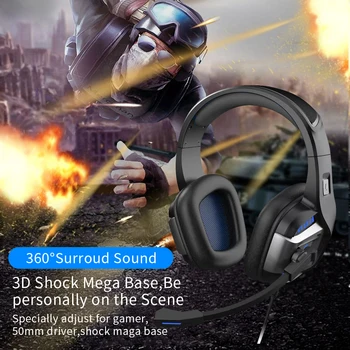 Bass Stereo Led Svetlo Hráčsky Headset Pre PS4 PS5 Fifa 21 Xbox Notebook PC Herné Slúchadlá Hluku Reducetion Mic Káblové