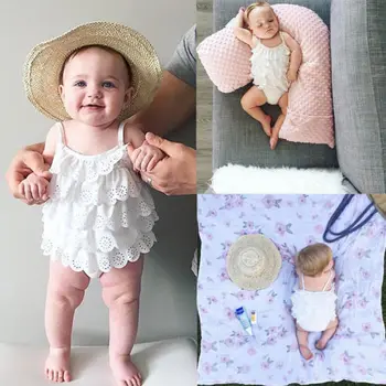 Batoľa Detská Deti Baby Girl Prehrabať Skladaný Remienky Roztomilý 2018 NOVÉ Pevné Čipky Oblečenie Jumpsuit Romper Sunsuit Oblečenie