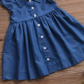 Batoľa Detská Deti Dievča Šaty Princezná Lete Sundress Blue Denim Strany Oblečenie Šaty Dievčatá Šaty, Oblečenie Sleeeveless