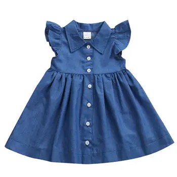 Batoľa Detská Deti Dievča Šaty Princezná Lete Sundress Blue Denim Strany Oblečenie Šaty Dievčatá Šaty, Oblečenie Sleeeveless