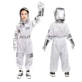 Batoľa Detský Chlapci Dievčatá Astronaut Kostým Jumpsuit Klasické Priestor Kabát Predstierať, že Hrať Zdobiť Oblečenie Set s Rukavice, Prilba Klobúk