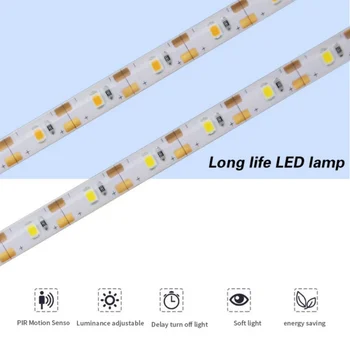 Batérie Powered 2835 SMD LED Svetelný Pás Snímač Pohybu Flexibilné Nočná Lampa s Automatickým vypnutím Časovač, Spálne, Skrine Hallw