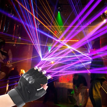 Batérie Powered LED Laserové Rukavice Zelená Červená Fialová LED Žiarovka Tanečnej Show Prst Rukavice Laser Na Disco Music Party Stage Osvetlenie