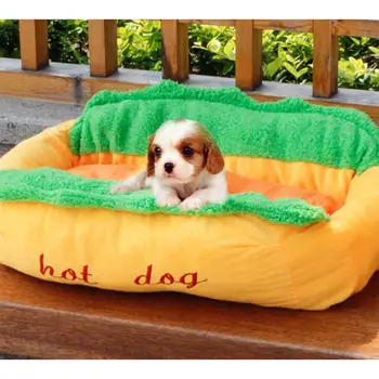 Bavlna Hot Dog Tvar Pet Posteľ Chovateľskej Stanice Mačka, Pes Hniezdo Šteňa Dom Teplý Mat Vankúš Umývateľný Pad