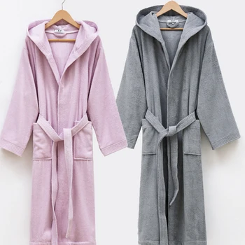 Bavlna Jeseň Zima Toweling Kimono Šaty, Župan Mužov A Ženy, Nadrozmerné Sleepwear Sleepshirts Ženských Domov Dlhú Župan