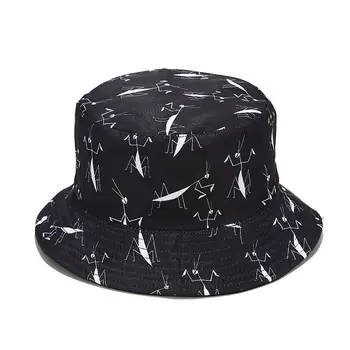 Bavlna Kreatívnu tlač Vedierko Hat Rybár Klobúk vonkajšie cestovné klobúk Slnko Spp Čiapky pre mužov a Ženy 175