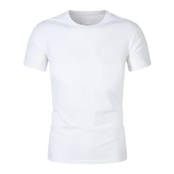 Bavlna krátky rukáv T-shirt pánske posádky krku upscale pohodlné úsek ľadu v lete ochladiť base tričko pánske priedušné oblečenie